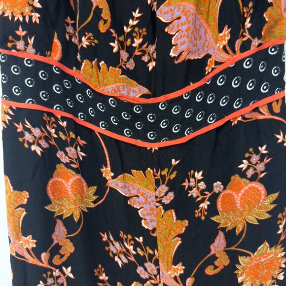 MAEVE Anthropologie Botanical Floral Black Belted Flutter Sleeve Jumpsuit Size L - Picture 12 of 12